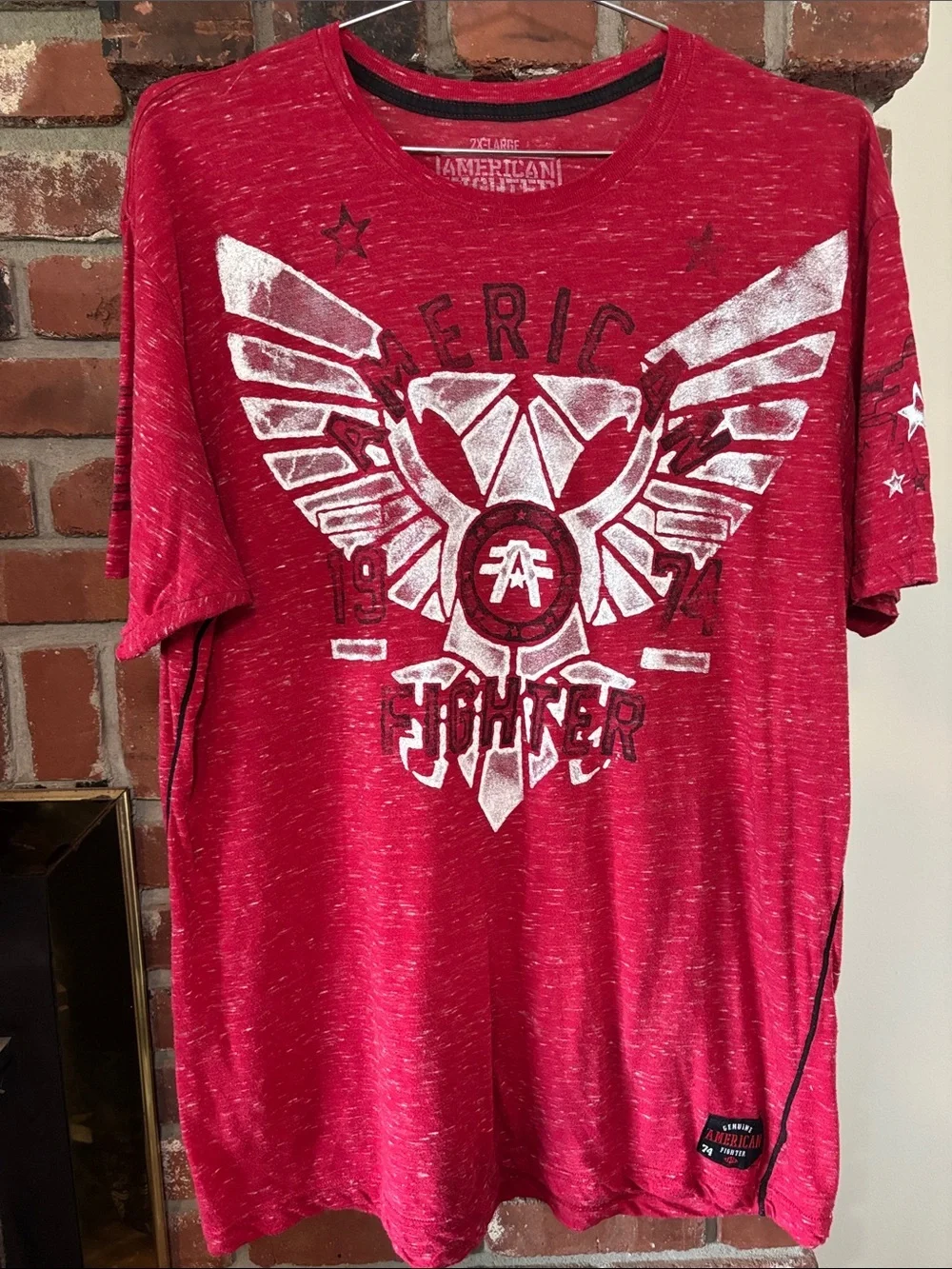 American Fighter Red Short-Sleeve Graphic Tee with White Print Men’s XXL 2XL